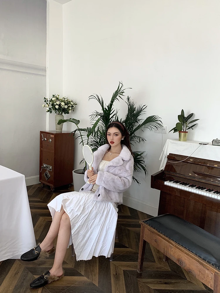 

2020 Real Mink Coat Women Winter Jacket Short Women's Natural Fur Coats and Jackets Korean Loose High Quality 1942 KJ3668