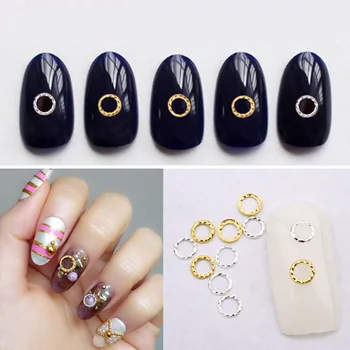 

10000Pcs Gold Silver Hollow Hemp Wreath 3D Nail Art Decorations Ring Nail Rivet Diy Tips Accessory Charm Stickers for Manicure