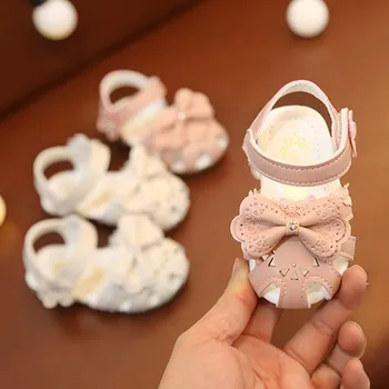 

2019 Fashion Leathers Children Sandals For Girls Toddler Baby Anti Slip Hollow Out Bow Shoes Sweet Spring Summer Kids Shoes