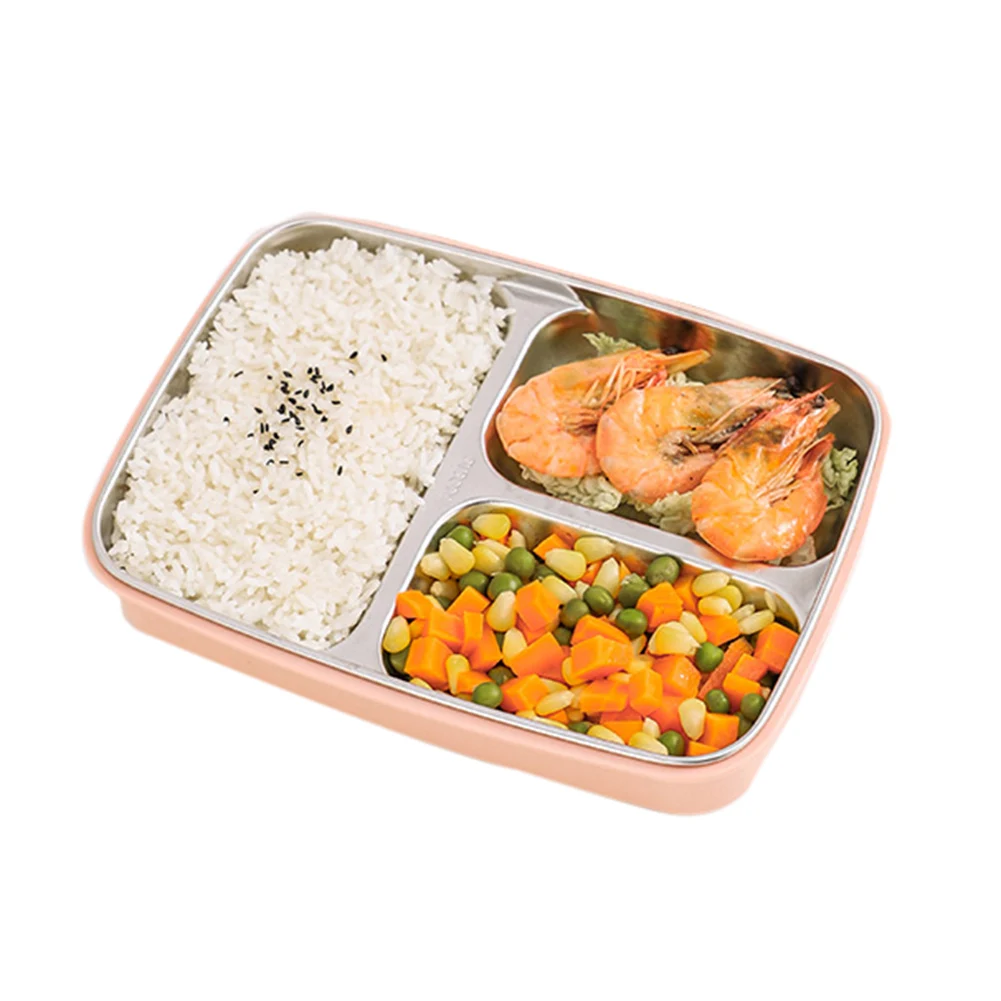 Pink-3 grid Коробка для обедов, еды, еды, контейнер для хранения, Microwavable пластик, микроволновая печь многоразовые из нержавеющей стали FP8 - Цвет: Pink-3 grid