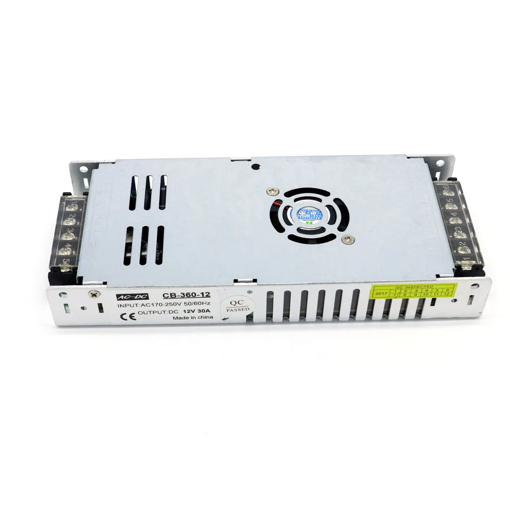 Ультратонкий светодиодный трансформатор 12V 30A 360W Led импульсный адаптер питания светодиодный драйвер