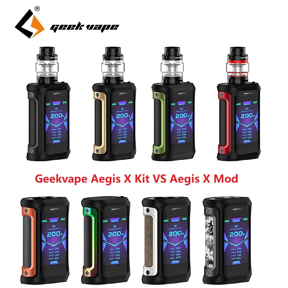 Новый Geekvape Aegis X Комплект 200 Вт Mod 5 мл Cerberus бак Водонепроницаемый испаритель