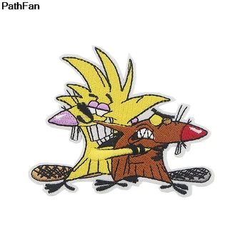 

A2371 Patchfan Angry Beaver Embroidered Patches Iron On Cloth Accessories New Arrival Popular Clothing Patches Appliques