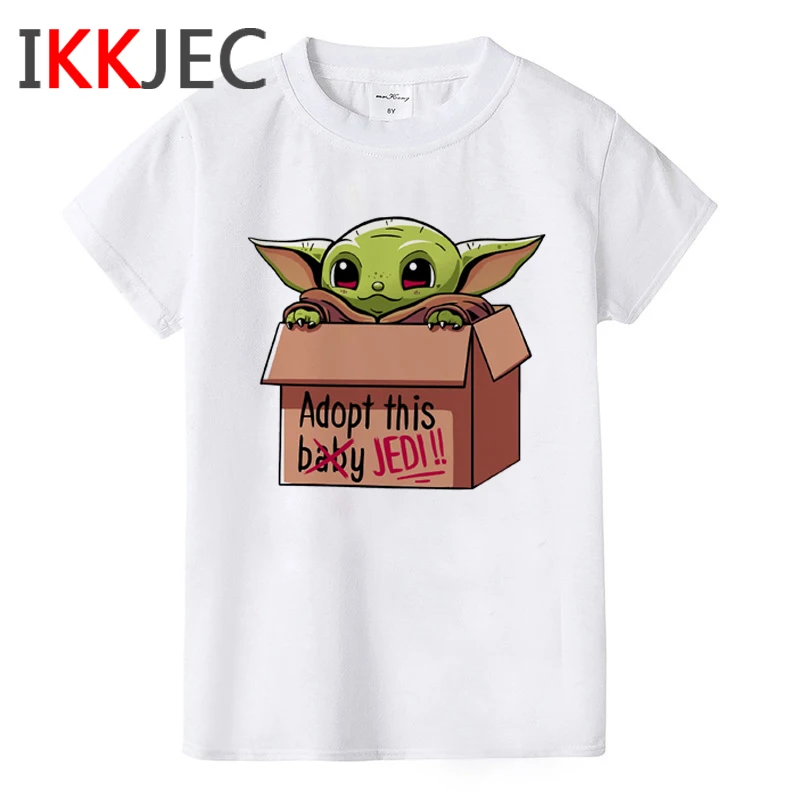 10865 Kawaii/Детская футболка с короткими рукавами с изображением Йоды Милая футболка с принтом «Звездные войны» для мальчиков и девочек Футболка с изображением Мандалорских персонажей детская футболка - Цвет: 10865