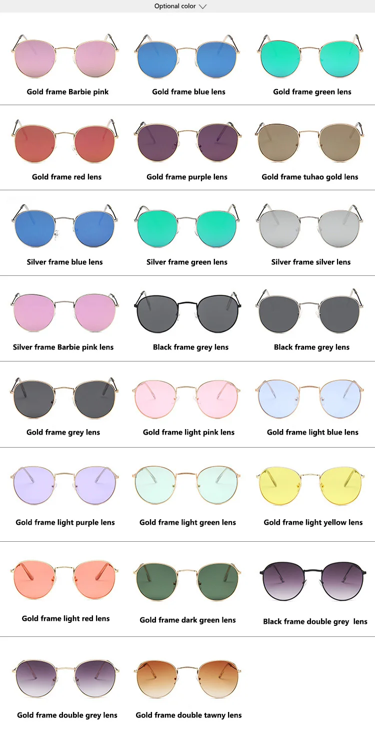 cute sunglasses Fashion Small Round Metal Frame Sunglasses Men and Women Vintage Retro Dazzle Color Reflective Ladies Brand Sun Glasses UV400 designer sunglasses for women