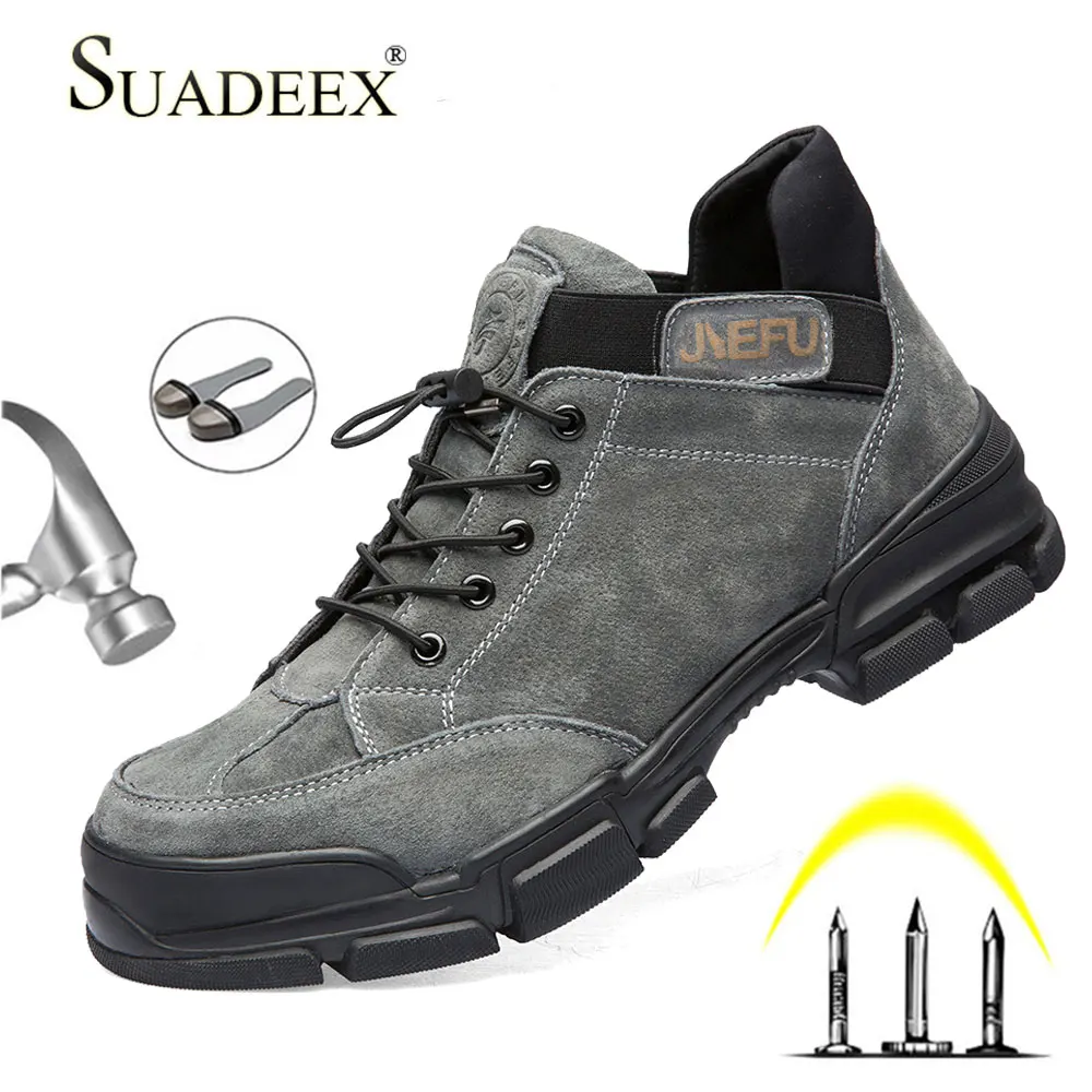

SUADEEX Men Safety Boots Construction Outdoor Work Safety Shoes Steel Toe Cap Safety Boots Men's Anti-Puncture Work Shoes Boots