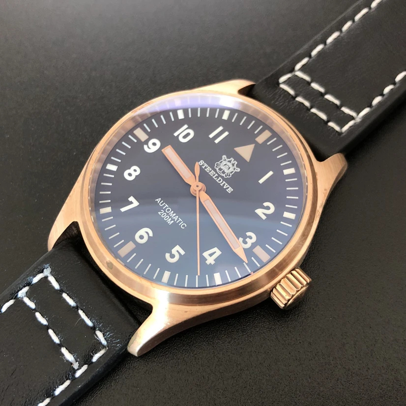 

1948 Germany CuSn8 Pilot Watch Bronze Mechanical Watch Men Wrist Sapphire Crystal automatic watch men 200m 20 bar diver watches