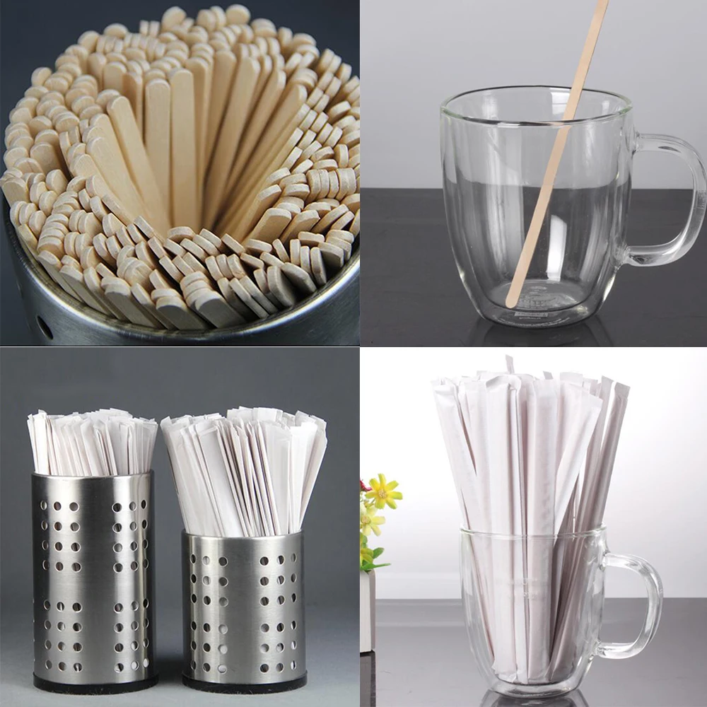 

100pcs/set Single individually wrapped coffee stir stick wooden stick Disposable beverage stick 14 19CM