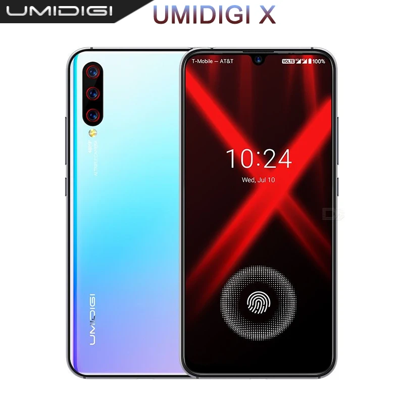

UMIDIGI X In-screen Fingerprint 6.35 AMOLED 48MP Triple Rear Camera Cellphone Android 9.0 4G 128GB NFC Smartphone unlocked cell