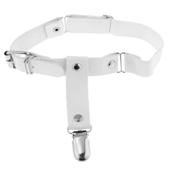 

Harajuku White Leather Punk Thigh Ring Leg Loop Garter Foot Ring with Metal Buckle