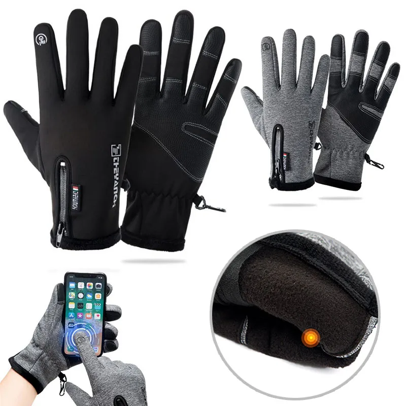 

Unisex Cold-proof Waterproof Winter Gloves Fluff Warm Full Finger Gloves For Cycling Skiing Touchscreen Windproof Anti