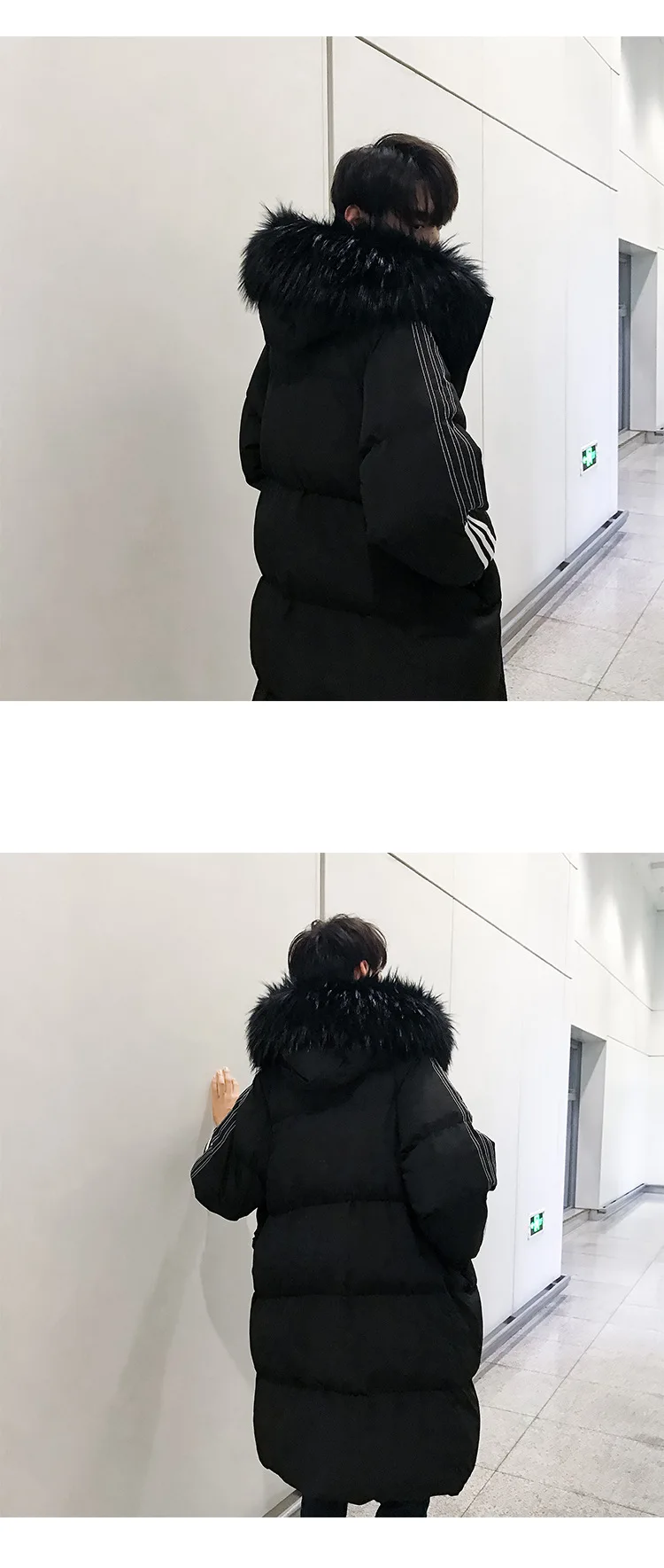 Зимняя одежда для пар, пуховая хлопковая стеганая одежда для мужчин и женщин в Корейском стиле, толстая хлопковая куртка с меховым воротником средней длины