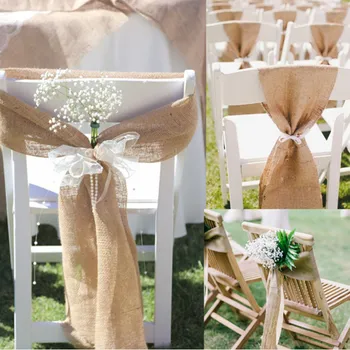 

Useful Burlap Chair Bow Sashes Burlap Ribbon For Banquet Wedding Party Baby Shower Craft Chair Cover Decor Chair Back Decoration