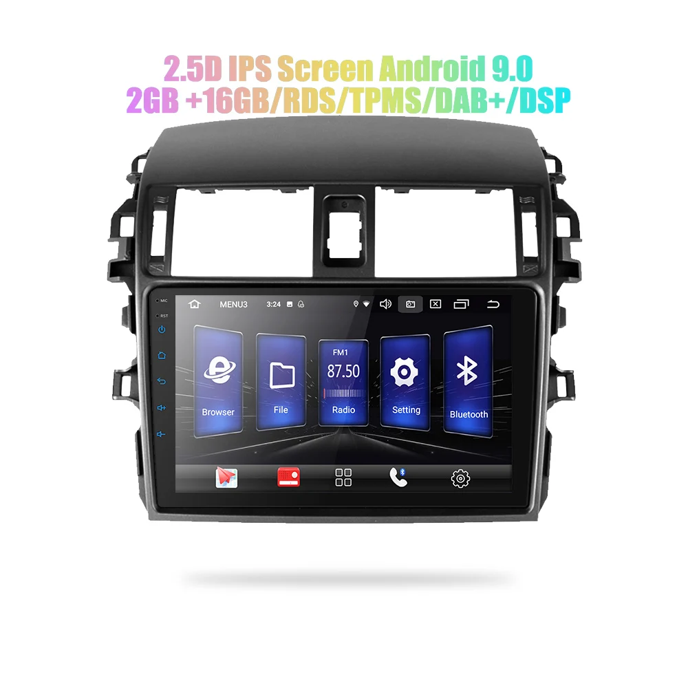 " 2din Android 9,0/8,1 Автомагнитола для 2006-2013 Toyota Corolla Автомагнитола с gps навигацией Bluetooth стерео Мультимедийный Плеер - Цвет: android 9.0
