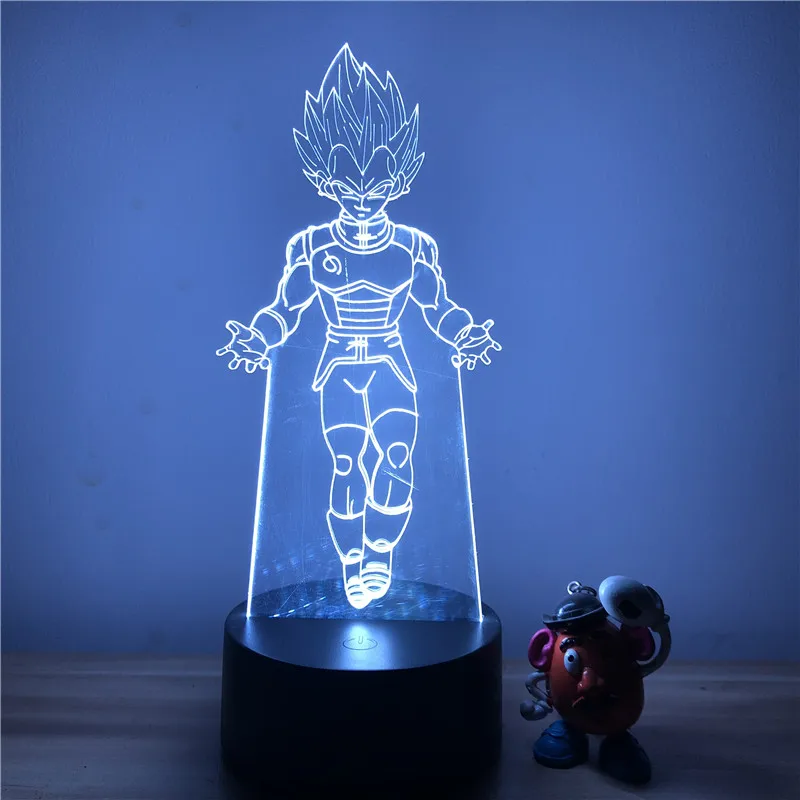 3D светодиодный ночной Светильник аниме Dragon Ball Z Vegeta First Advent Ver. Фигурка 7 цветов Сенсорная Оптическая иллюзия Модель настольной лампы
