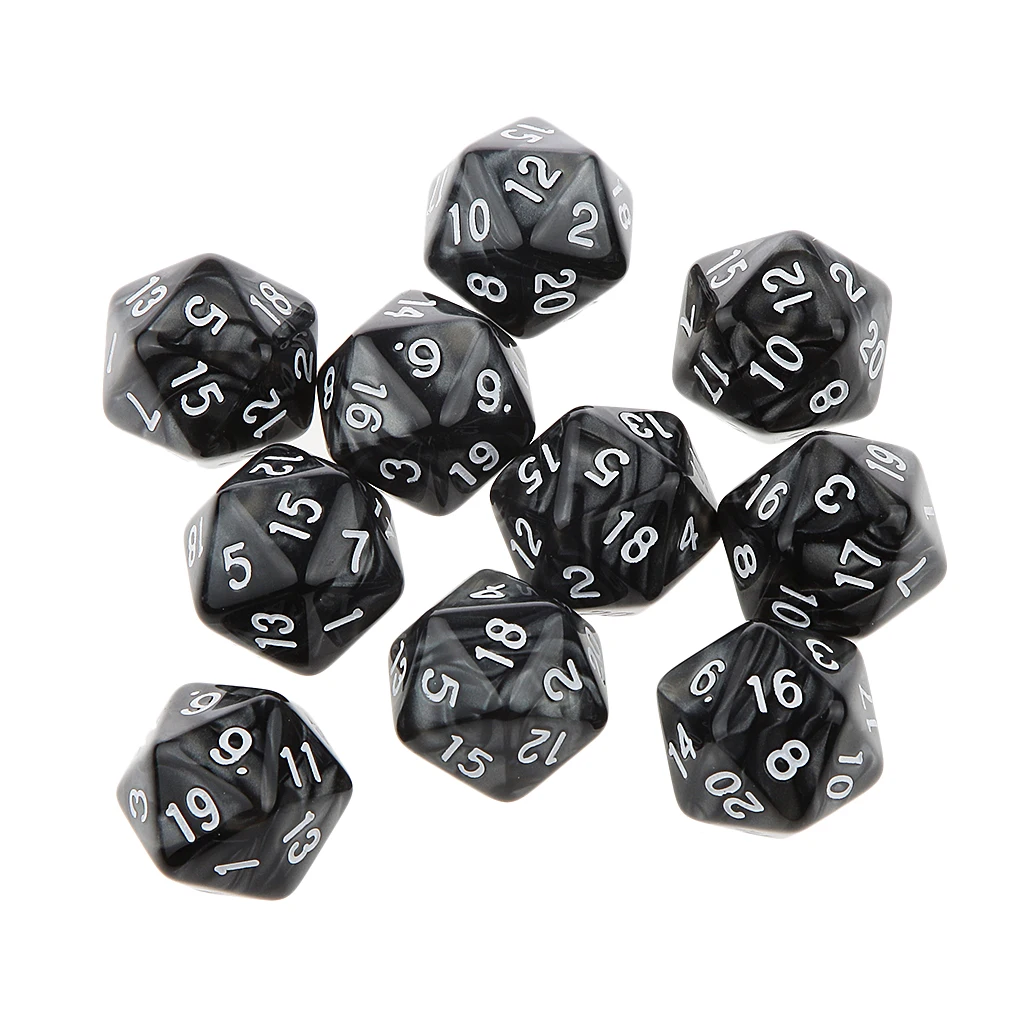 20x Acrylic Polyhedral D20 D12 Dice 10mm for Dungeons /& Dragons Players Gift