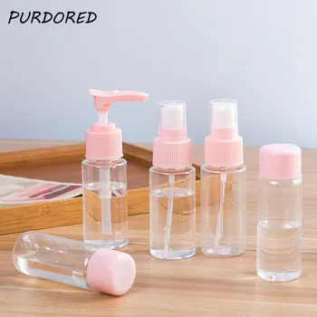

PURDORED 7pcs/set Travel Mini Makeup Cosmetic Lotion Container Bottles Plastic Clear Empty Make Up Bottle Set Travel Accessorie
