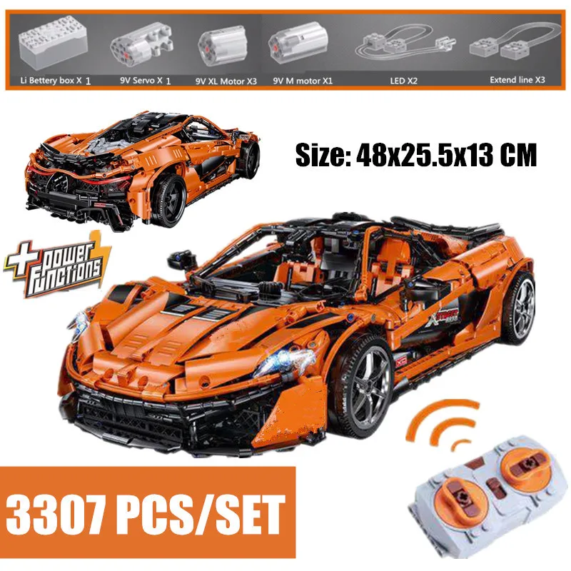 

New MOC RC Motor Power Functions MOC-16915 McLaren P1 Super Racing Car Fit Legoings Technic Building Blocks Bricks Toy Gift Kid