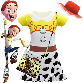 

Toy Story 4 Jessie Cosplay Costume Girls Halloween Birthday Christmas Party Princess Dress With Hat Mask Bag Set