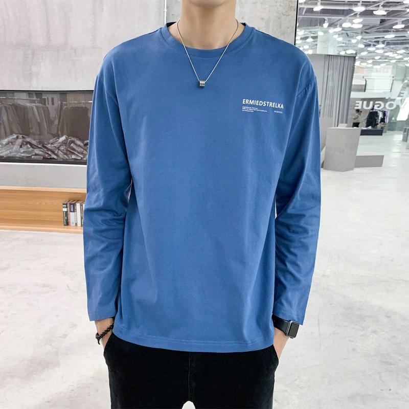 Мужская футболка с длинным рукавом хлопок облегающая весна-лето 2020 размера плюс |