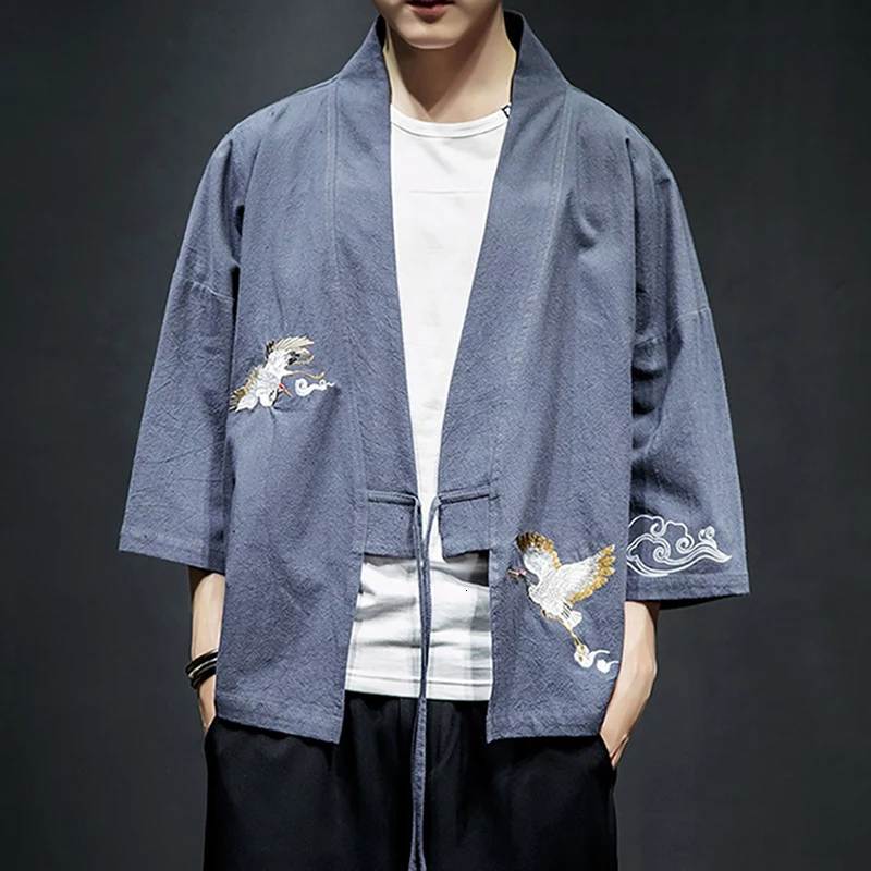 Color 1 Haori Crane вышивка Новинка японский стиль азиатская одежда винтажная традиционная одежда для мужчин и женщин плюс размер самурая - Color: Color 1