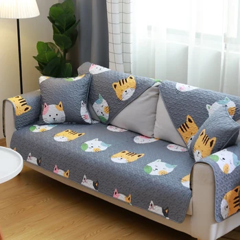 

Cat Pattern Cotton Sofa Cover for Sitting Room Non-slip Cartoon Sofa Cover Towel Four Seasons Sofa Mat