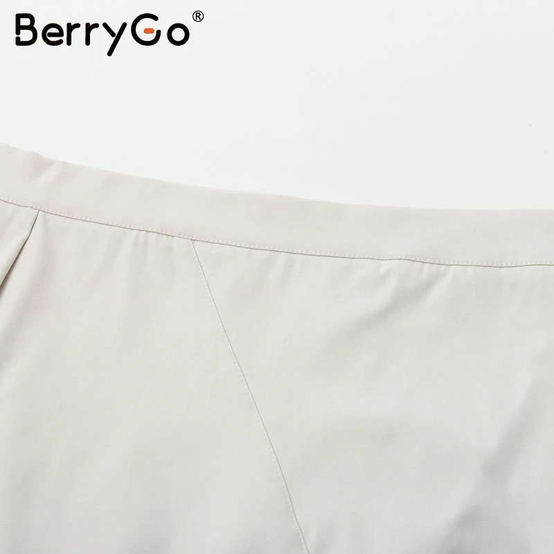 BerryGo элегантная трапециевидная однотонная женская миди юбка осень зима Повседневная Офисная Женская юбка Уличная Асимметричная шикарная Женская юбка