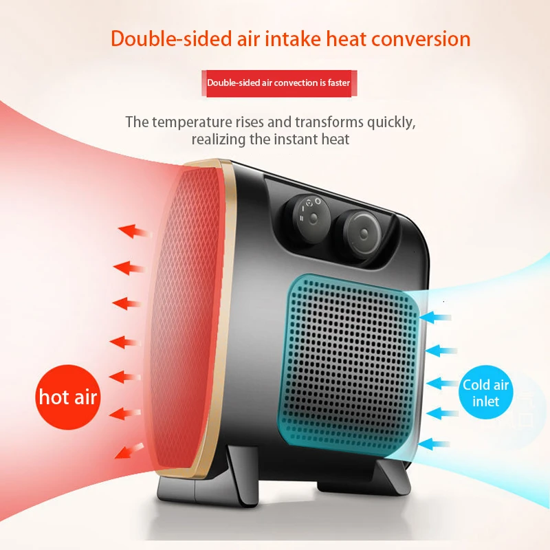Kopen Draagbare Kantoor Fan Heater Mini 1500W Elektrische Infrarood Verwarming Elektrische Thuis Heater Air Warmer Stille convector Handige Heater