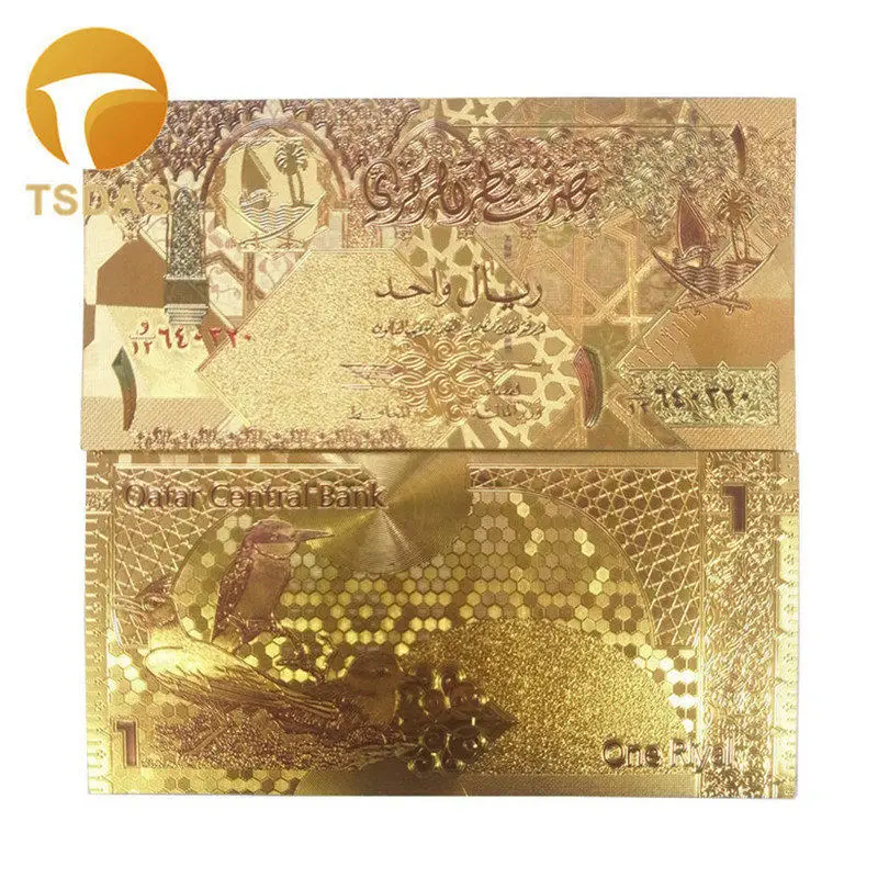 Катара 1-500 риалы сувенирная Золотая банкнота для сувенирных подарков 1 шт. коллекция Золотая фольга банкнота Прямая поставка - Цвет: 1 riyals