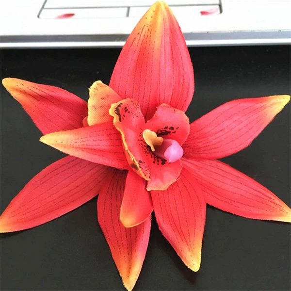 hair clips for women Fashion Emulation Double Cymbidium Orchid Flower Hair Clips for Girls Summer Women Hairwear DIY Straw Hat Hairclips Accessories ladies head wraps