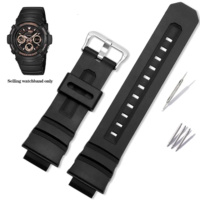 Rubber Watchband For Casio G SHOCK Strap 4778 AW 591/590/5230AWG M100/101 G  7700/7710 Waterproof Mens Silicone Black Bracelet|Watchbands| - AliExpress