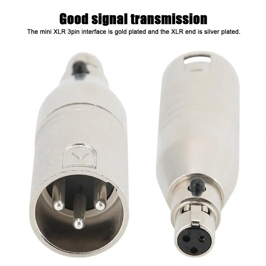 2 шт. позолоченный 3pin MINI XLR Женский к посеребренному XLR 3pin мужской аудио адаптер