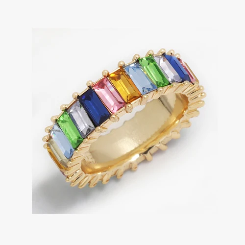 Grey ring Горячая Распродажа, модное Радужное кольцо из нержавеющей стали, тонкая линия, микро проложить cz вечность, 9 цветов, серебряное Радужное cz Кольцо - Цвет основного камня: Grey ring