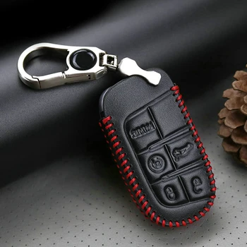 

Leather Car Key Case Key Fob Cover For Jeep Renegade Liberty Compass Wrangler Grand Cherokee WK2 Patriot 2019 2020 Accessories