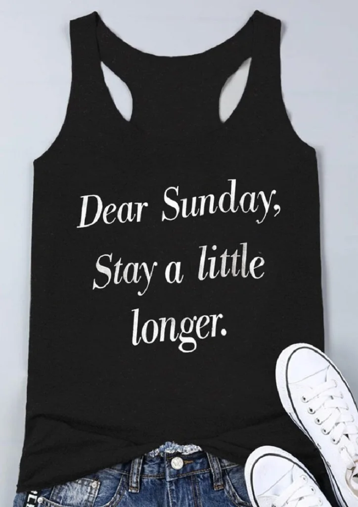 Dear Sunday, оставайтесь немного дольше, женский жилет, модные и сексуальные футболки с графическим принтом, пляжный стиль, топ с принтом, Прямая поставка