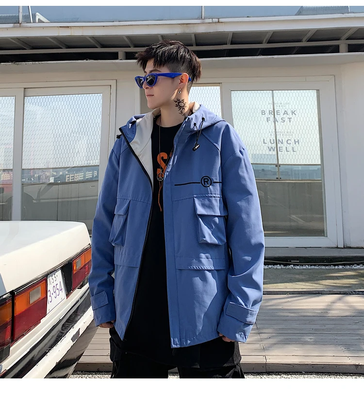 Весна и лето новая мужская Молодежная японская версия Harajuku стиль пара Свободная Повседневная хлопковая куртка с большим карманом Размер