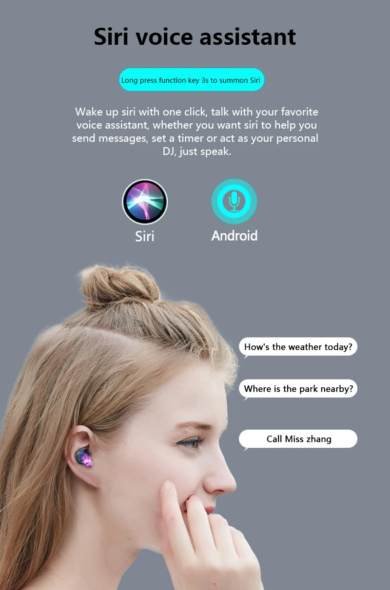 Touch TWS 5,0 Bluetooth 9D стерео наушники, беспроводные наушники IPX7, водонепроницаемые наушники, спортивные наушники с внешним аккумулятором 3600 мАч