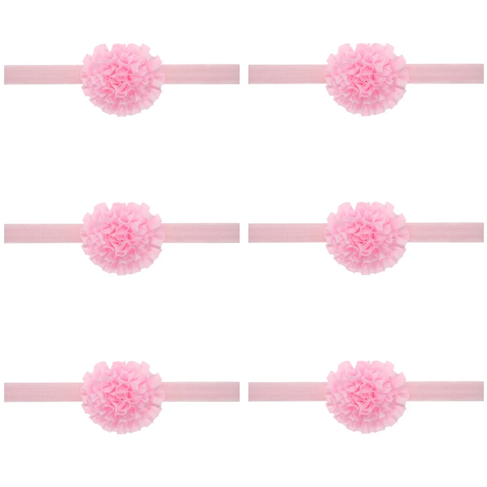 Pink-6 PCS 6 шт.; плиссированные Цветочные головные уборы для новорожденных; эластичная повязка на голову; Однотонные резинки для волос; HATWO1015 - Цвет: Pink-6 PCS