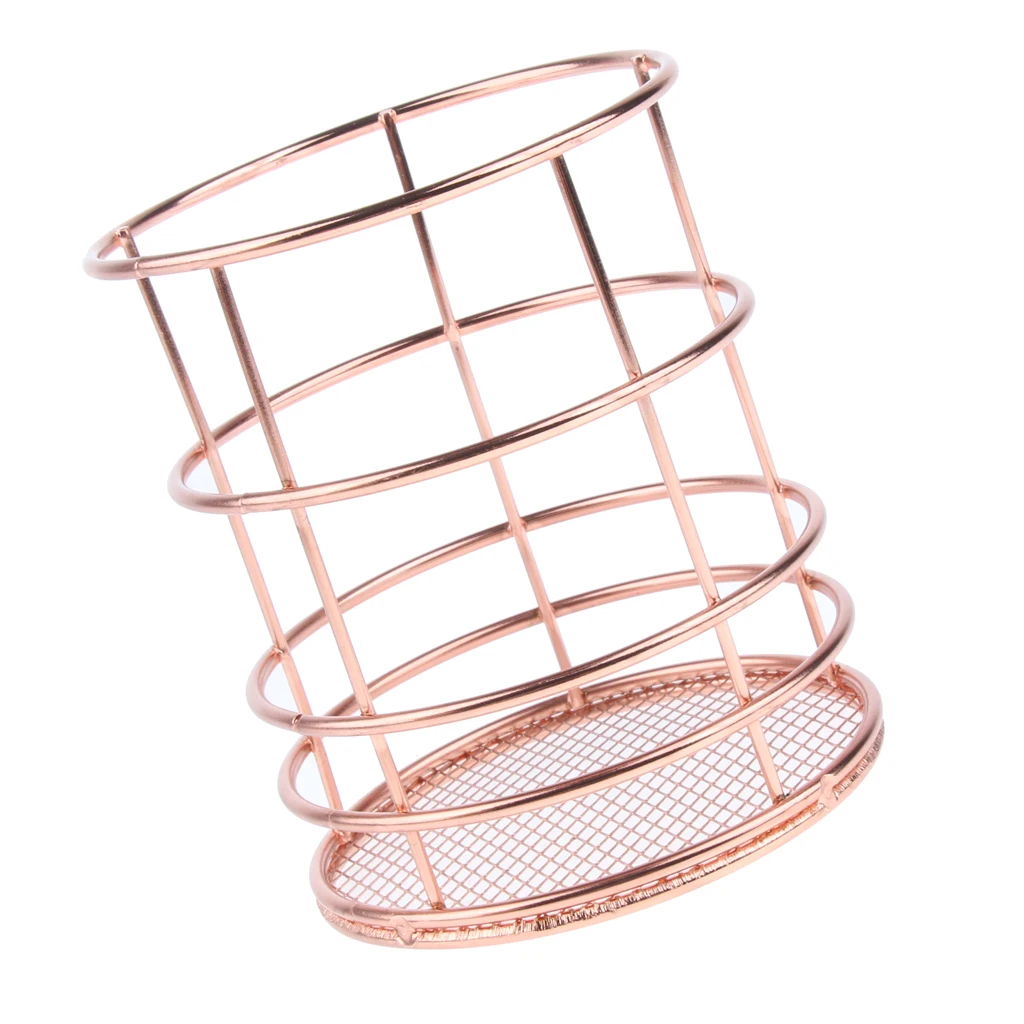 Elegant Rose Gold Wire Mesh Pen Pot Pencil Holder / Metal Makeup Brush Holder / Multifunctional