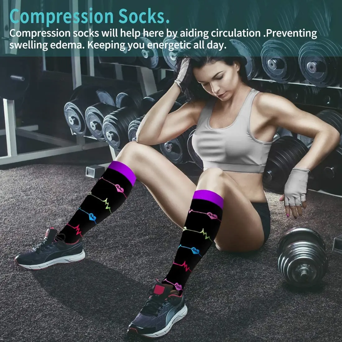 Meias de Compressão dos Homens para Mulheres Pares Pacote Joelho Alto 30 Mmhg Esportes Meias Edema Diabetes Varizes Correndo Tamanho s m 3 - 6 homens das mulheres joelho alto 30 mmhg