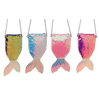 

New Fashion Handbags Women Sequins Messenger Bag PU Leather Bling Fish Tail Shoulder Crossbody Bag for Hiking and Travel