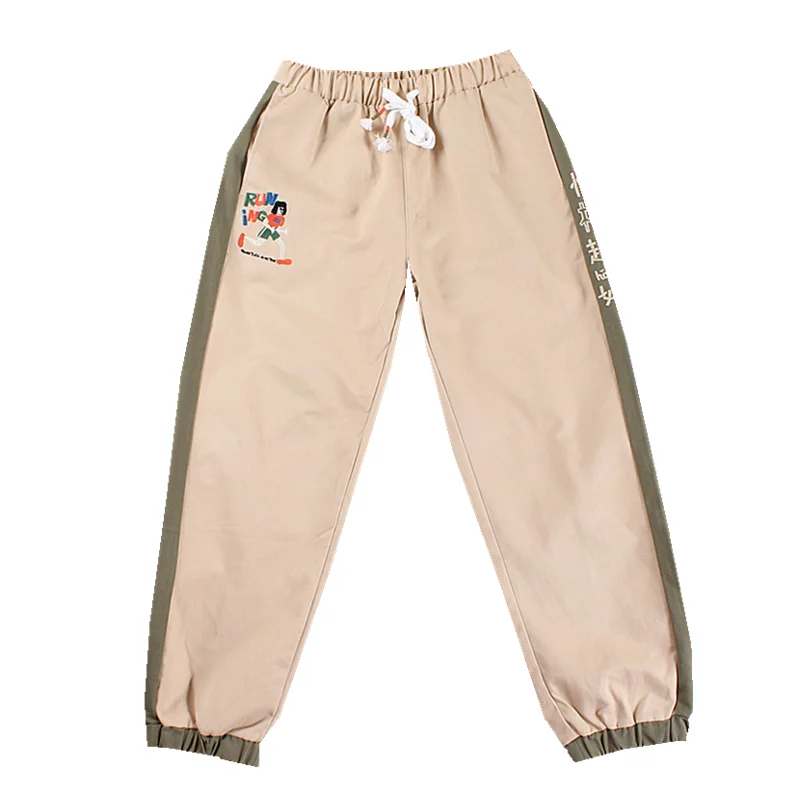 Neploe Japanese Contrast Color Harem Pants Letter Embroidery Lace Up Waist Cargo Trousers Leisure Ankle-length Pants 55200