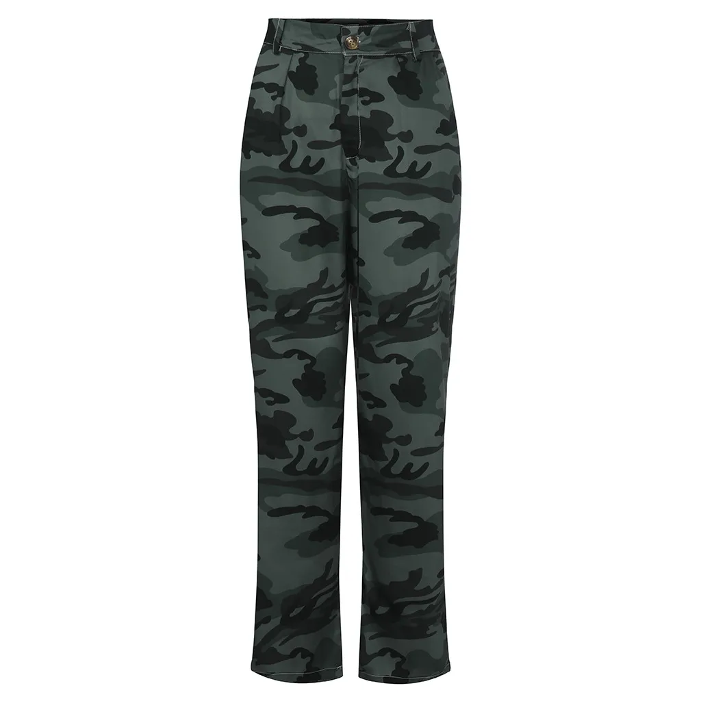 Army Green Женские брюки с камуфляжным принтом больших размеров, Брюки с карманами на молнии, Брюки S, уличная одежда, женские шикарные уникальные очаровательные брюки - Цвет: Army Green