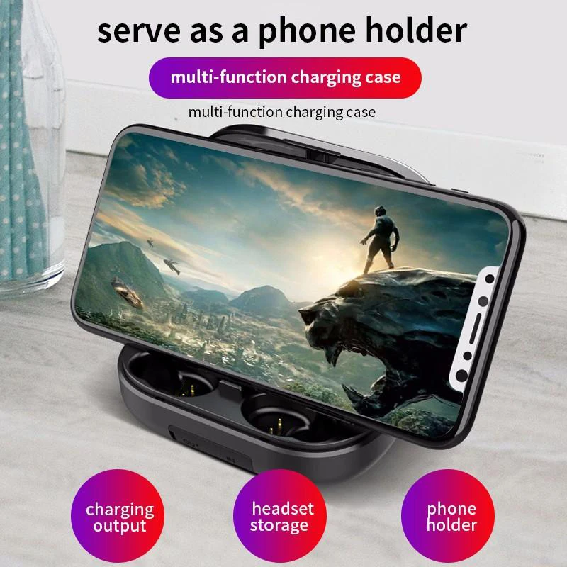 TWS V12 Bluetooth наушники светодиодный наушники сенсорные беспроводные наушники Игровые 9D стерео Бас Звук 2400 мАч power Bank VS V10 V11