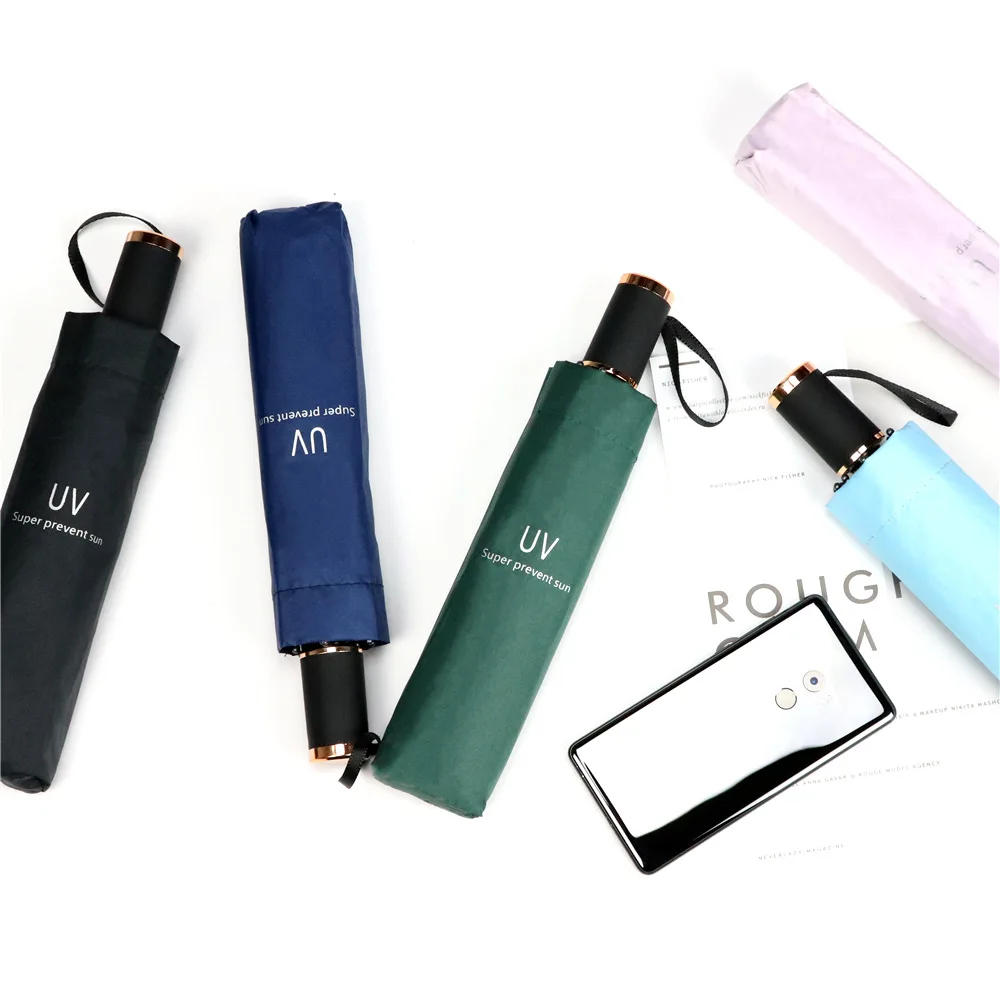 

UV jiu he Board Solid Color Umbrella Vinyl Sun-resistant Rain Or Shine Dual Purpose Umbrella Hipster Simple Business Advertising