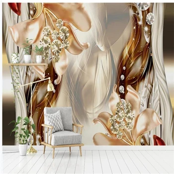 

Fantasy 3d stereo jewelry flower jewelry 3d wallpapers background wall 3d murals wallpaper for living room
