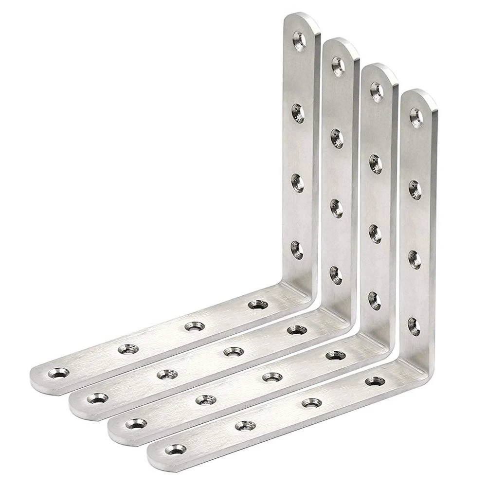 

Stainless Steel Heavy Duty L Corner Braces, Shelf Supports for Glass/Wooden Bracket Wall Hanging Shelf Brushed Nickel