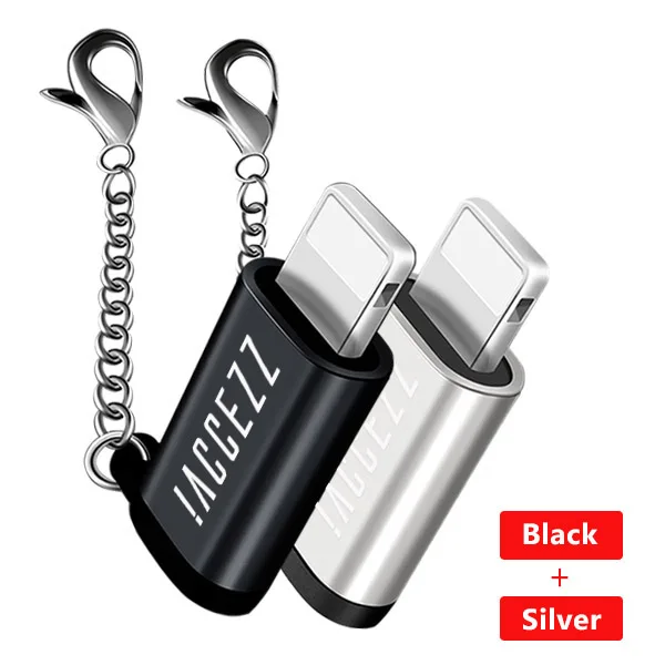 ACCEZZ Мини OTG 8 Pin для Micro USB Женский кабель адаптер для iPhone 5 5S 5C 6S SE 6 7 8 Plus X XS XR синхронизация данных разъем зарядного устройства - Цвет: Black and Silver