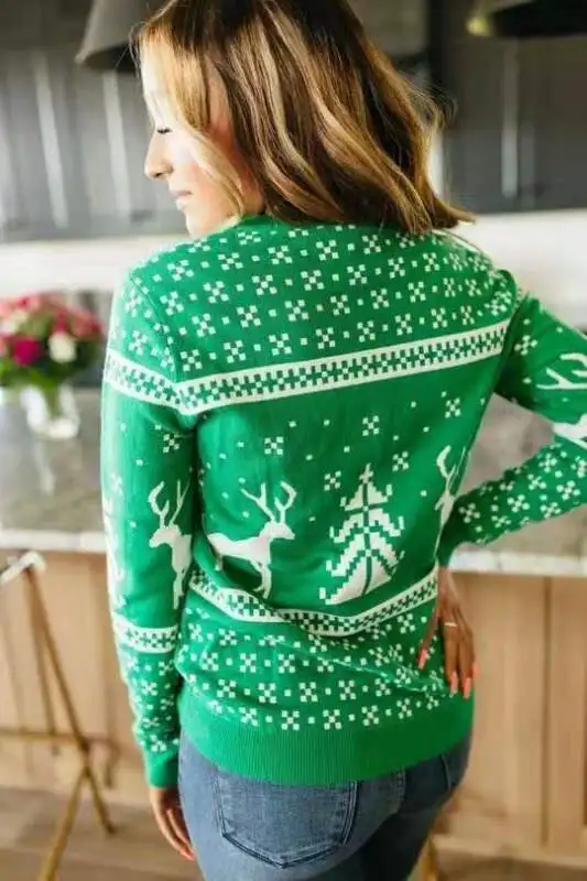 Рождественский женский свитер, осенне-зимний вязаный свитер в рубчик, пуловер с круглым вырезом, тонкий модный Свободный теплый свитер, женский свитер