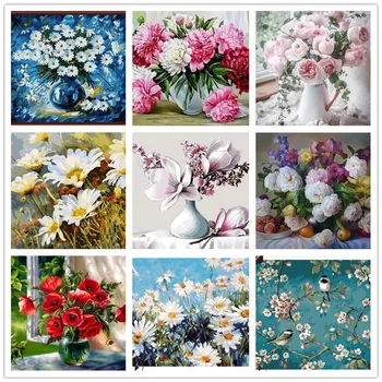 

Oil Painting Flower In Vase Painting By Numbers Paint Flower DIY Canvas Picture Hand Painted Pictures Oil Paintion By Numbers